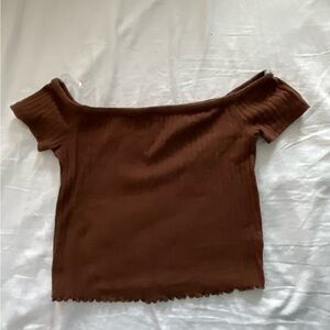 Aeropostale Brown Off-Shoulder Crop Top